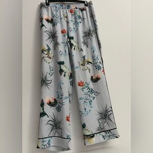 Context Lord & Taylor Floral Bird Print Wide Leg Pajama Pants Size L